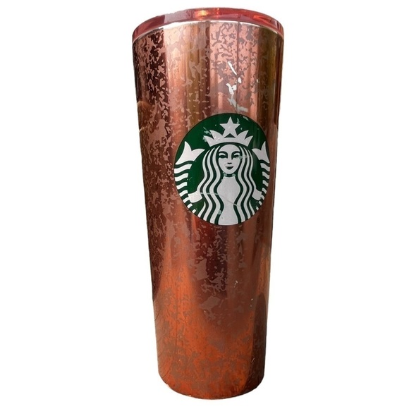 Starbucks Holiday 2019 Rose Gold Crackled Stainless Steel Cold Cup - Picture 3 of 6